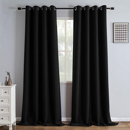 IGEMAEVE Black Blackout Curtains 108 Inch Length 2 Panels Set, Grommet Energy - Image 6