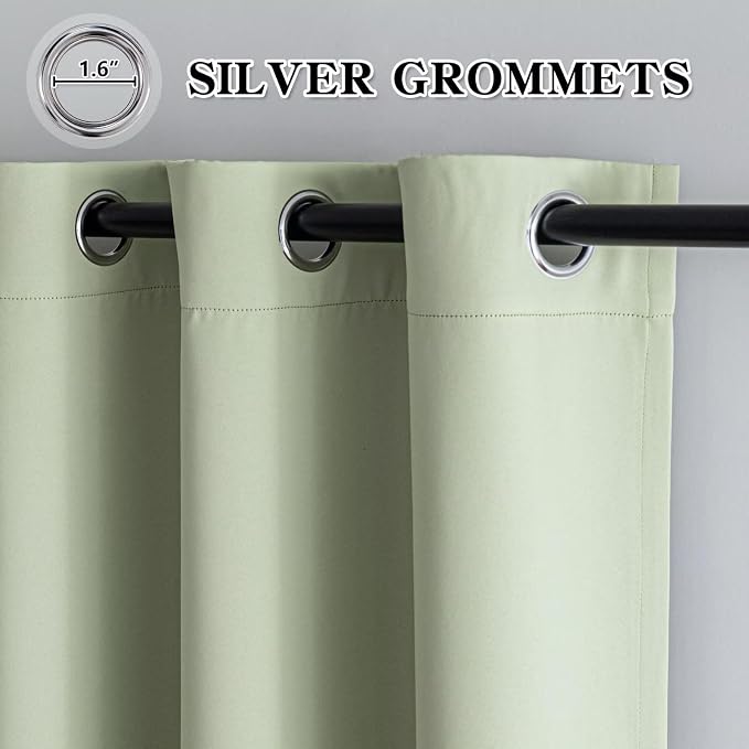 IGEMAEVE Sage Green Curtains 108 Inch Length 2 Panels Set, Light Filtering - Image 3