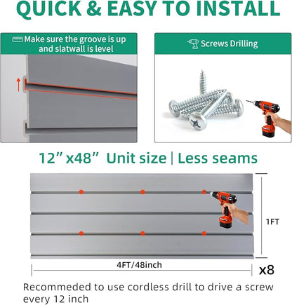FRAYSCENT Slat Wall Paneling Garage Slat Wall Storage Systems Slatwall Panels - Image 3