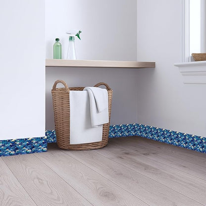 Blue Wave Wallpaper Border 196x4 Inch Peel and Stick Wall Border Self Adhesive - Image 4