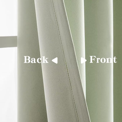 IGEMAEVE Sage Green Curtains 108 Inch Length 2 Panels Set, Light Filtering - Image 4