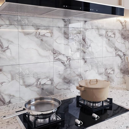 10pcs Peel and Stick Tile Shower Waterproof Marble Tiles Wall Panels, - Image 2