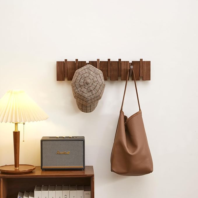 QUELLANCE Wood Coat Rack Wall Mount, Coat Hooks Hanger Wall Mounted, Heavy Duty - Image 3