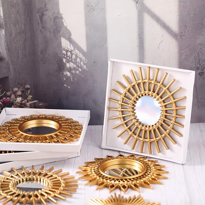 Namalu 6 Pcs Sunburst Mirror for Wall Decor, Small Circle Sun Decorative Mirror - Image 4