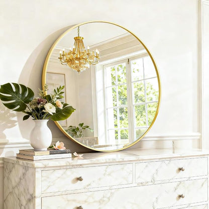 Round Wall Mirror 30 Inch Gold Vanity Mirror - Image 5