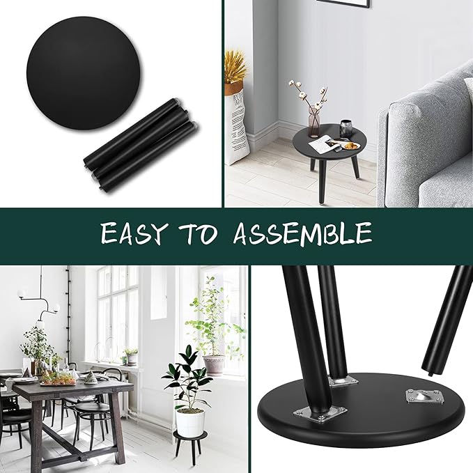 Indoor Plant Stand - Uneedem Wood Mid Century Plant Stand for Indoor Plants, Modern Plant Table, 8.9" Tall Plant Holder for Flower Pots, Small Round Side Table, End Table