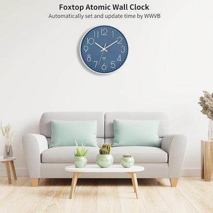 Foxtop Atomic Wall Clock Battery Operated Round Analog Modern Wall Clock Sets - Image 2