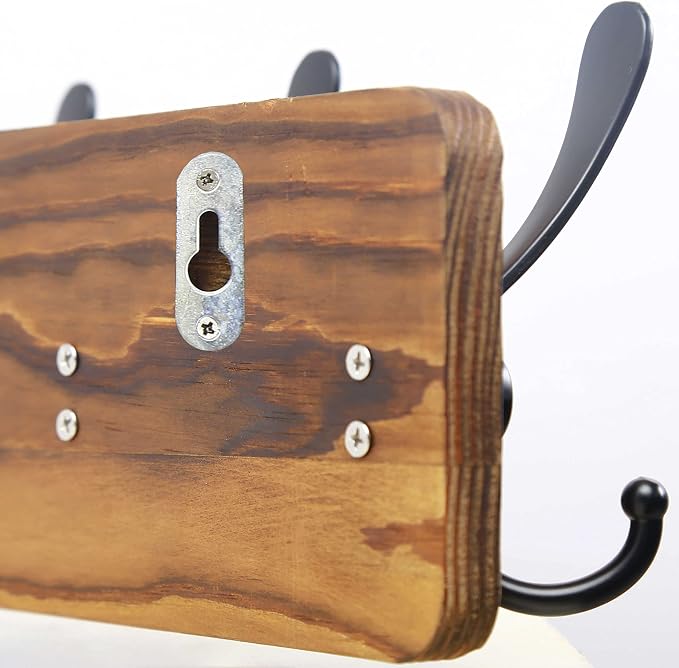 SKOLOO Rustic Wall Mounted Coat Rack: 16" Stud Spacing, Pine Real Wood Plank - Image 6
