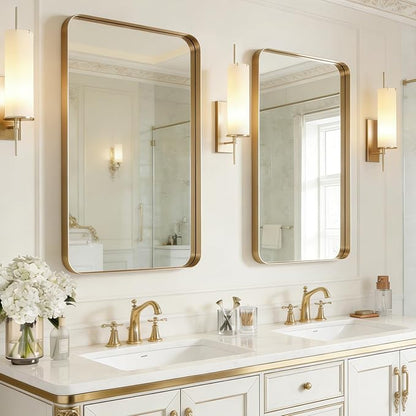 USHOWER Gold Bathroom Mirrors 24"x36" 2 Pack, Brushed Gold Rectangle Mirrors by USHOWER