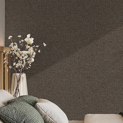 SHUFA Brown Cotton-Like Textured Grasscloth Wallpaper Matte Thick Real Woven - Image 6
