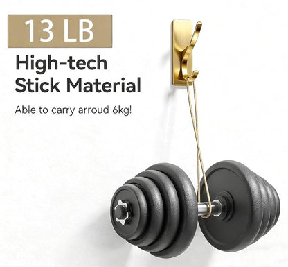 10 Pack Brushed Gold Self Adhesive Coat Hooks - Image 3