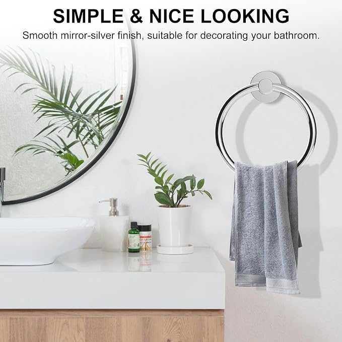 SetSail Towel Holder for Bathroom Wall Screw-in 3 Packs Towel Ring Stainless - Image 6