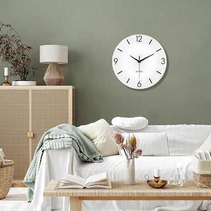 XFM Modern Simple Wall Clock 12 Inch Silent Wall Clocks Battery Operated White - Image 4