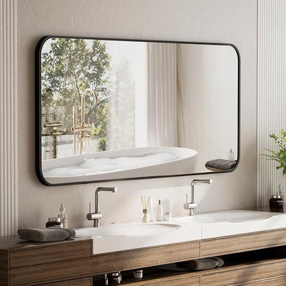 BEAUTYPEAK 30" x 40" Black Metal Frame Rectangle Vanity Mirror by BEAUTYPEAK