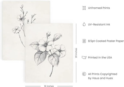 HAUS AND HUES Grey Floral Wall Art - Image 2