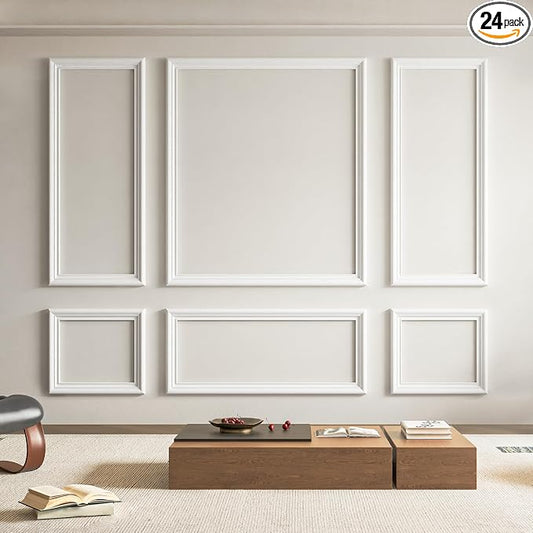 Art3d Pre-Cut Wall Molding Set of 6 pcs, Ready-to-Assemble Wainscoting Panels by Art3d