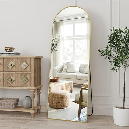 Dewfig Arched Gold Full Length Mirror, Full Body Mirror - Image 2
