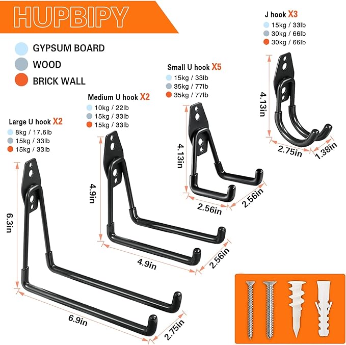 HUPBIPY 12 Pack Garage Hooks Heavy Duty Utility Steel - Image 2