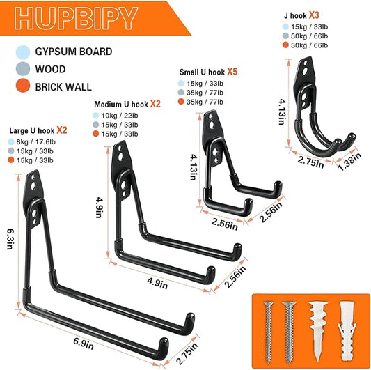 HUPBIPY 12 Pack Garage Hooks Heavy Duty Utility Steel - Image 2