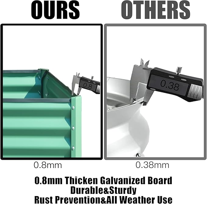 Domi Galvanized Raised Garden Bed, Outdoor Planter Garden Boxes Large Metal Planter Box for Gardening Vegetables Fruits Flowers, Green (6x3x1ft)