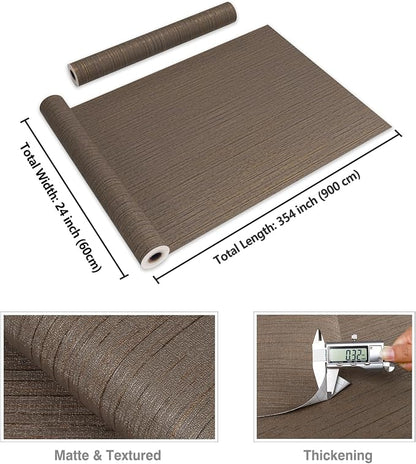 CRE8TIVE Large Size 24"x354" Grasscloth Textured Dark Brown Peel and Stick - Image 8