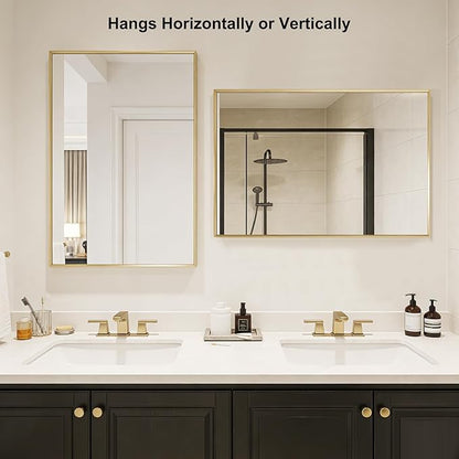 BOMINICA Brushed Gold Bathroom Mirror - Image 7