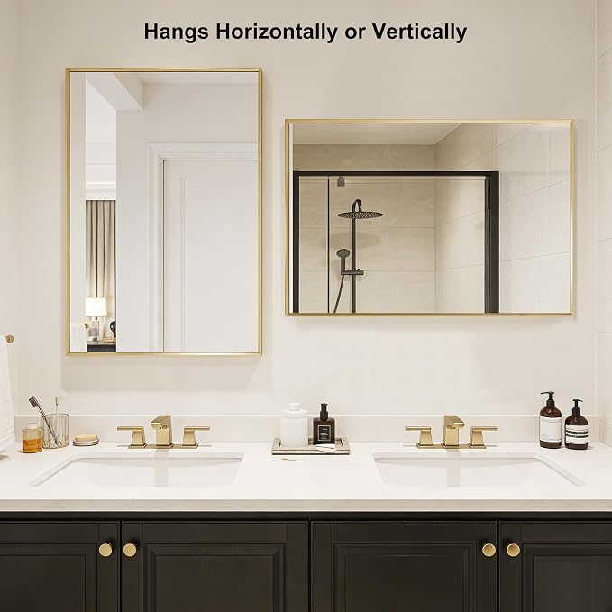 BOMINICA Brushed Gold Bathroom Mirror - Image 7