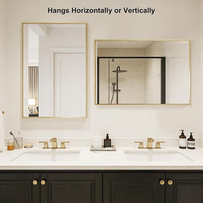 BOMINICA Brushed Gold Bathroom Mirror - Image 7