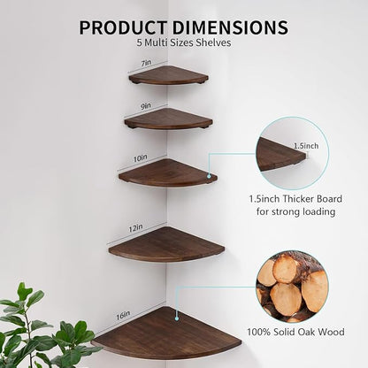 Gieanoo Corner Wall Shelf, 16inch Solid Oak Wood Floating Corner Shelf - Image 7