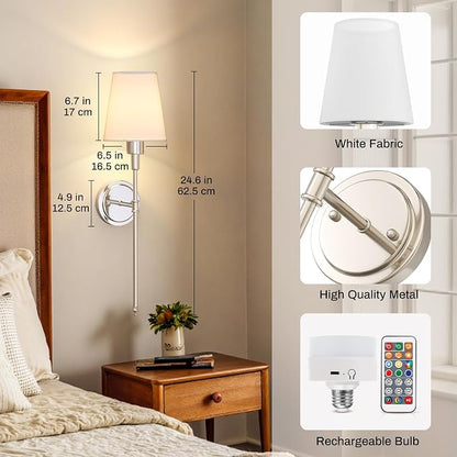 DORESshop Battery Operated Wall Sconce Set of 2, Wireless Wall Light Easy to - Image 8