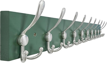 SKOLOO Creations Forest Green Solid Wood Wall Mounted Coat Rack, 10 Hooks by SKOLOO