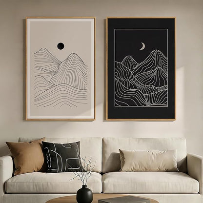 Large Framed Black and Beige Neutral Abstract Wall Art by Cuspin