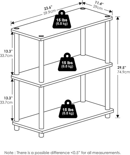 Furinno Turn-N-Tube Storage Shelves Set of 2, 3-Tier Book Shelf, Corner Shelf - Image 3
