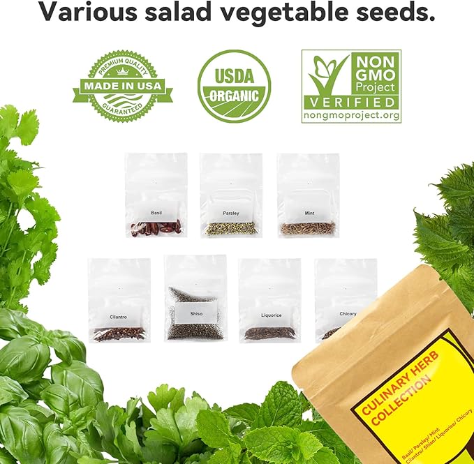 inbloom Herb Seed Pod Kit for AeroGarden, MUFGA, Ahopegarden, iDOO Hydroponic Growing System Indoor Garden, 18-Pod, 350+ Seeds Included Basil, Mint, Cilantro, Parsley, Shiso, Chicory, Liquorice