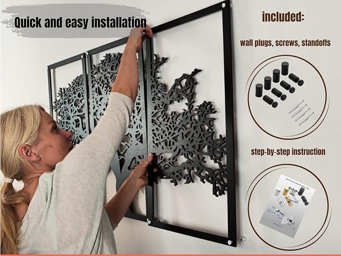Vailla Tree of Life Wall Art 3pcs Family Tree Wall Decor 3D Wooden Wall Hanging - Image 5