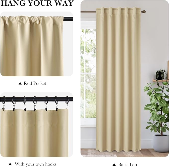 RYB HOME 100% Blackout Basement Curtains 36 inches Long, Heat & UV Blocking - Image 3