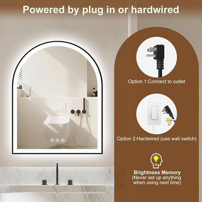 Arched LED Mirror for Bathroom 30"x36", 3 Color Changing, Shatterproof - Image 6