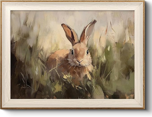 VIYYIEA Framed Wall Art for Living Room, Rabbit Canvas Prints Vintage Home Decor by VIYYIEAART