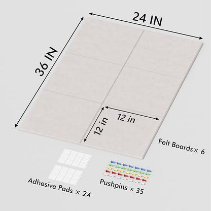 Neatsure Large Cork Board for Wall, 6 Panels Felt Tiles Tack Push Pin Board for - Image 3