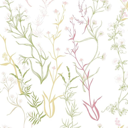 Timeet Floral Wallpaper Peel and Stick Botanical Wildflower Self Adhesive Wall by Timeet