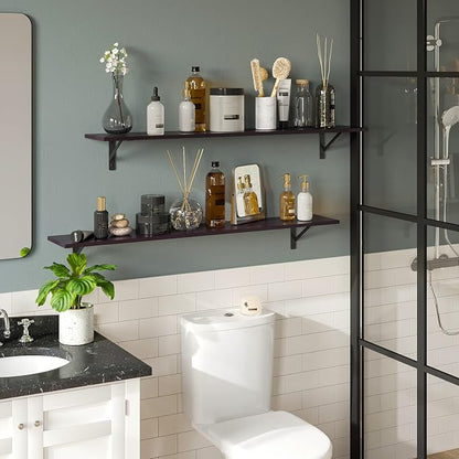 DINZI LVJ Long Wall Shelves, 55.1Inch Wall Mounted Shelves Set of 2, Extra - Image 2
