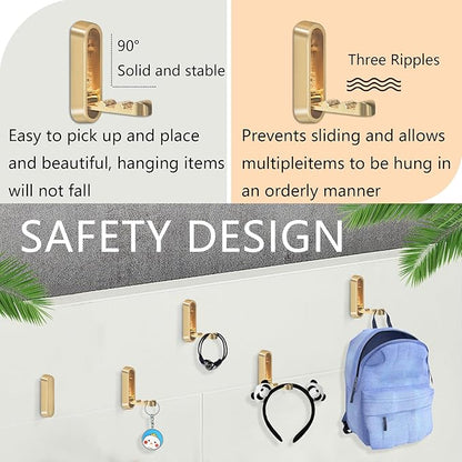 2PCS Foldable Gold Wall Hooks, Heavy Duty Zinc Alloy Folding Wall Hooks - Image 8