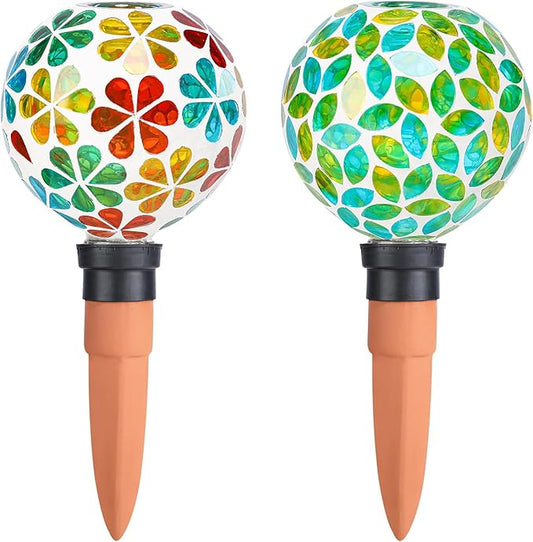 Plant Watering Globes Mosaic Self Watering Stakes 2 Pack Large Self Watering Planter Insert Automatic Watering Device Outdoor Indoor Decoration