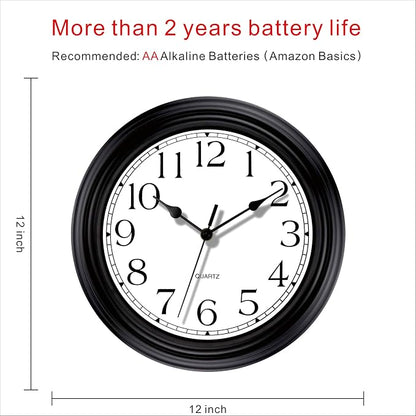 Foxtop Silent Non-Ticking Round Classic Clock Retro Quartz Decorative Battery - Image 2