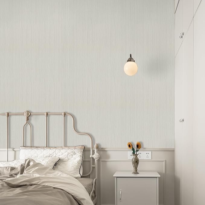 TANONE Beige Grasscloth Peel and Stick Textured Wallpaper 17.7'' x 118'' - Image 3