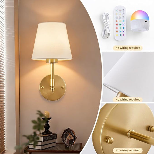Battery Operated Wall Sconce Set of 2, Rechargeable Wireless Wall Lights - Image 2