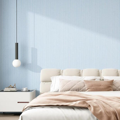 FUKU MON Light Blue Grasscloth Wallpaper Peel and Stick 24" x 394" Thickened - Image 5