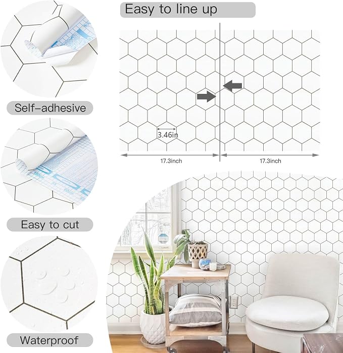 Kitchen Peel and Stick Wallpaper White Wallpaper Modern Contact Paper - Image 2