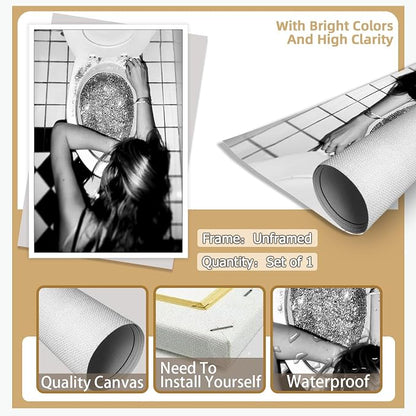 Liyark Funny Bathroom Wall Art Black and White posters Bar Disco Party prints - Image 2