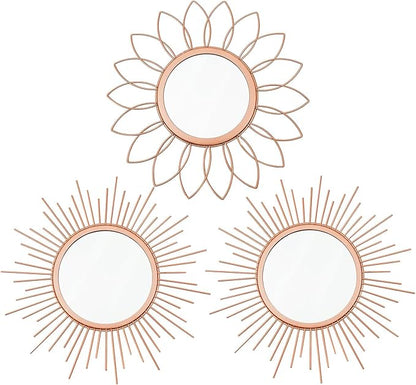3 Pack Metal Mirrors for Wall Sunburst Wall Mirrors Home Décor Decorative by Uaussi